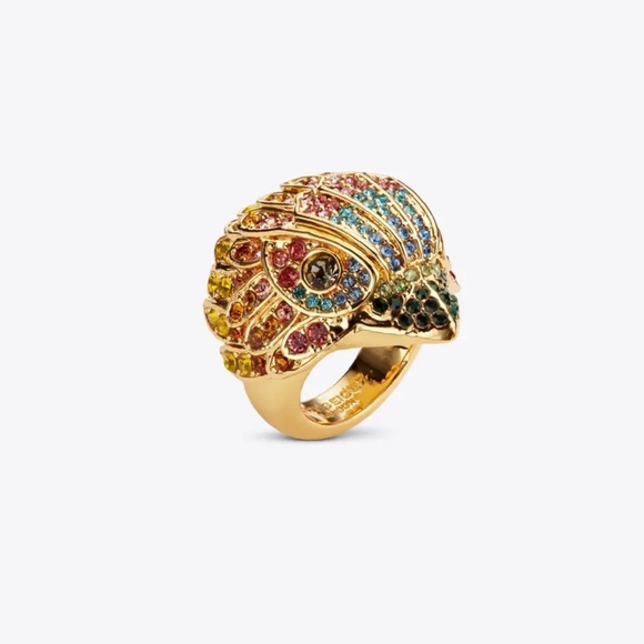 Kurt Geiger Multicolor Crystal Eagle Ring, Gold and Red Cocktail Ring. Box inc. - Picture 4 of 7